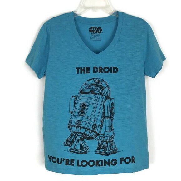 Star Wars Womens Shirt Size L Large (11-13) Juniors Aqua Short Sleeve The Droid - Picture 1 of 3